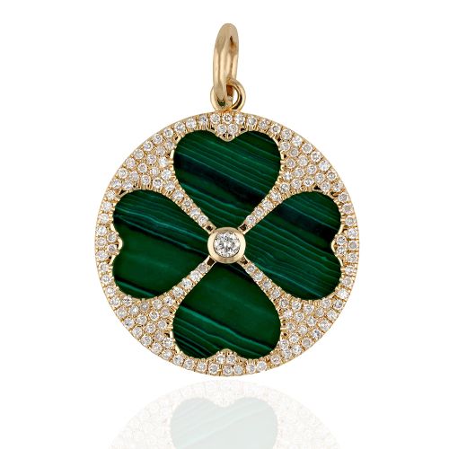 Malachite & Diamond Clover Pendant