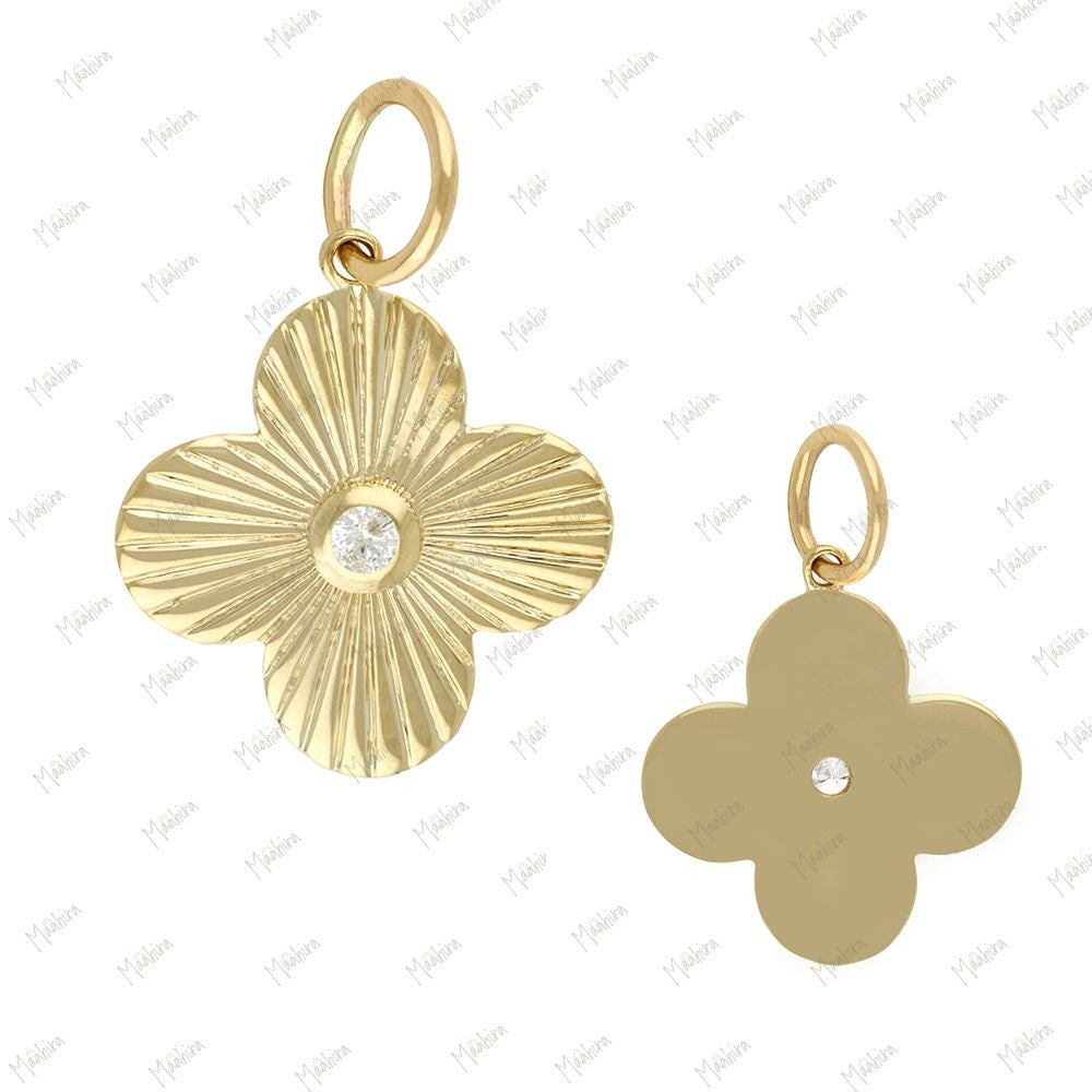Diamond 4 Leaf Clover Pendant 15mm