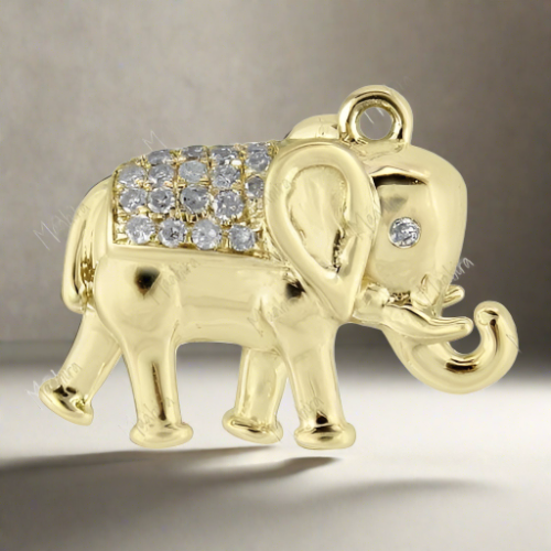 3D Diamond Elephant Charm