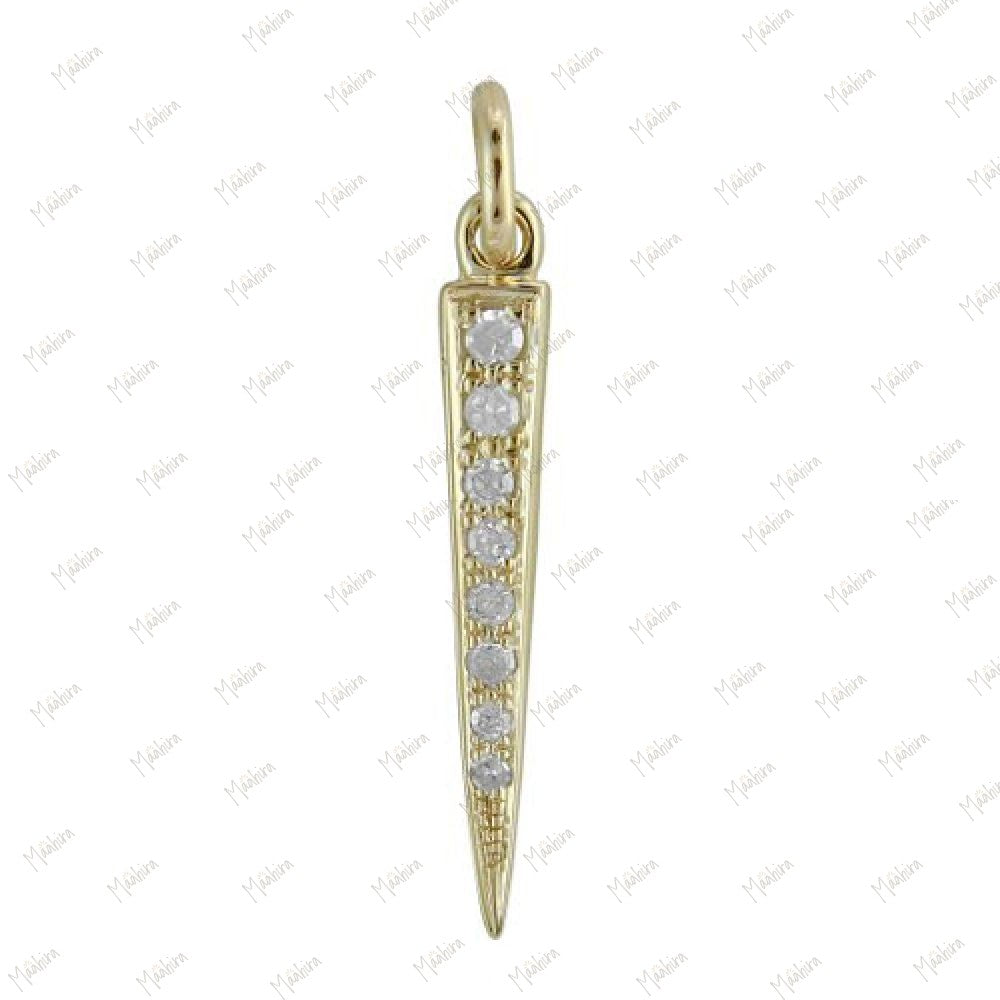 14K Yellow Gold Minimalist Spike Charm – 22mm