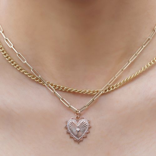 Diamond Heart Rays Pendant 20mm