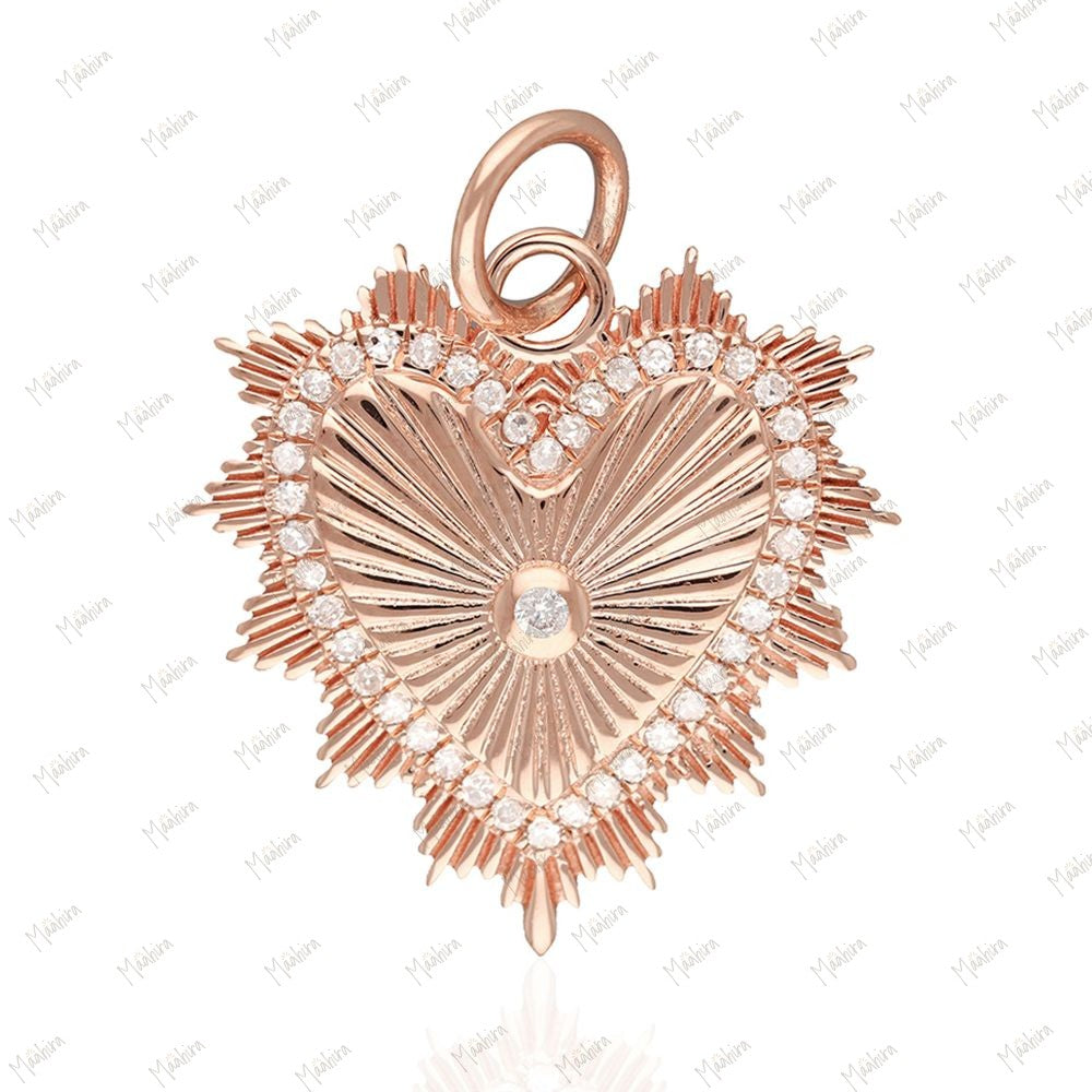 Diamond Heart Rays Pendant 20mm