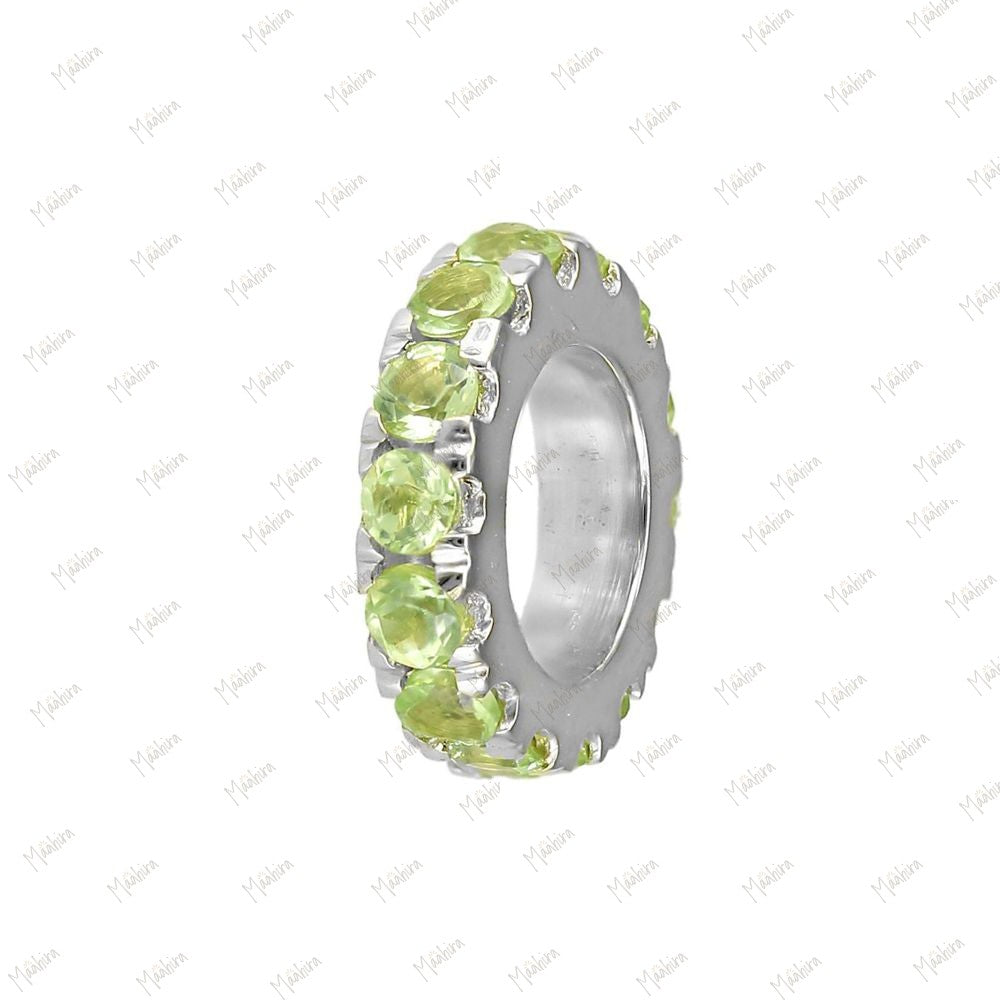 14k Gold Rondelle Peridot 8mm Roundel Bead (4.7mm inside opening)