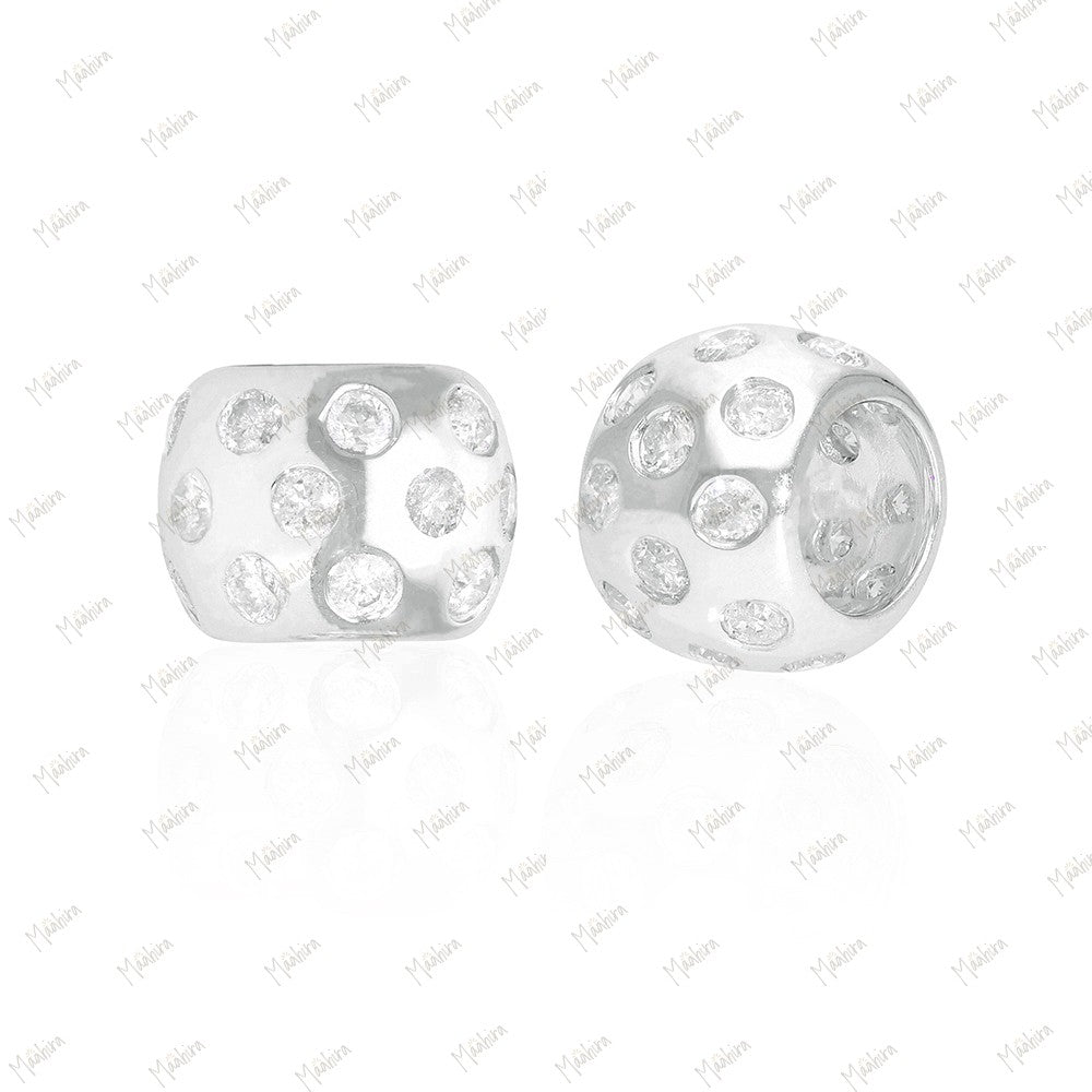 14k Gold Diamond 8mm Rondelle Bead / Roundel Bead Spacer Charm (4.7mm inside opening)