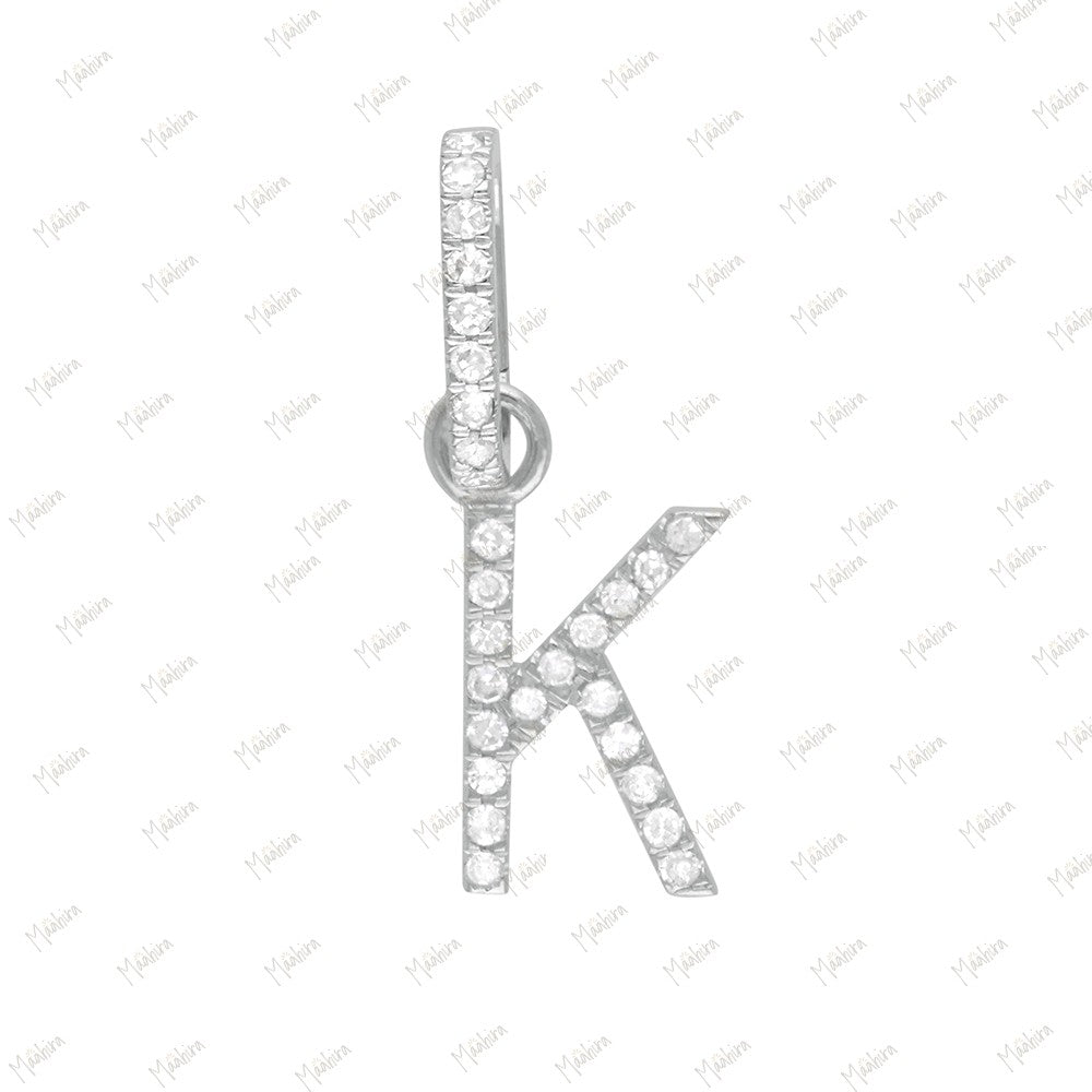 Diamond J Letter Charm with Clicker Bail 6.70x10mm, Lock-6x9mm