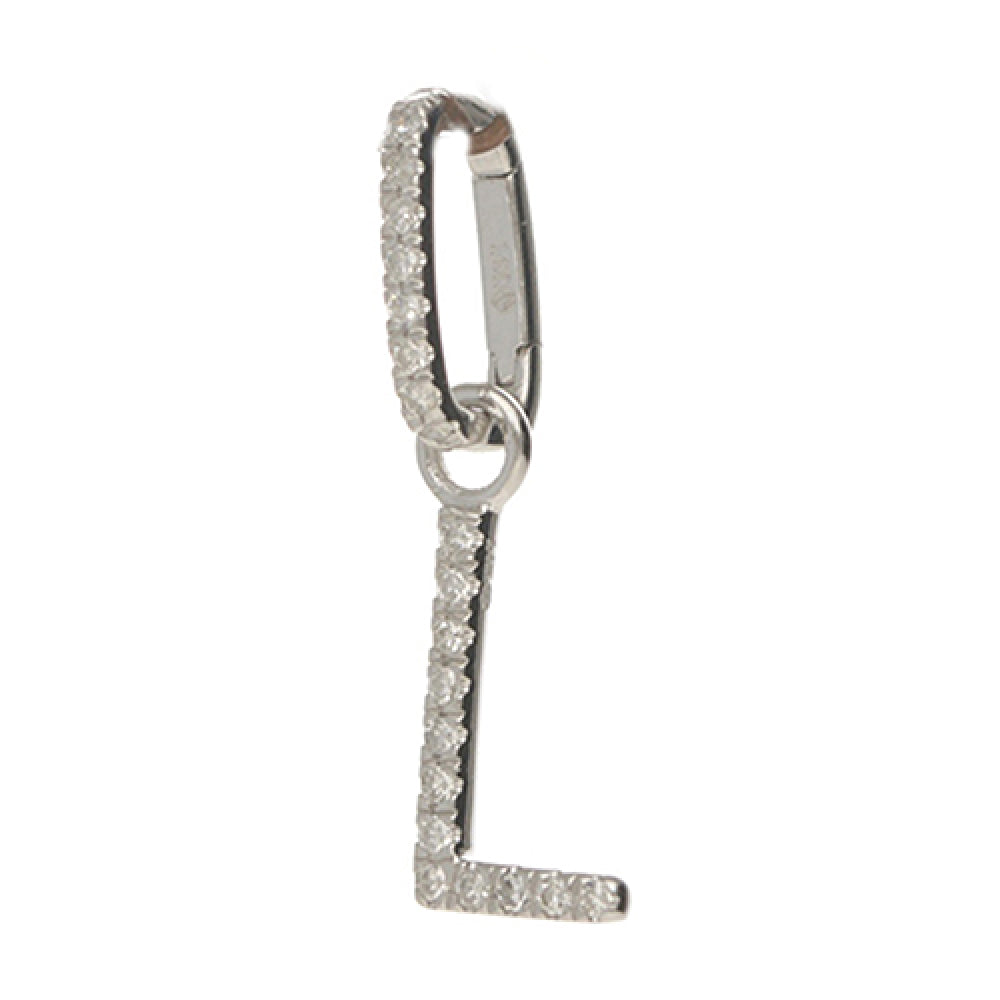 Diamond L Letter Charm Pendant 6.80x10mm, clickable Bail 6x9mm