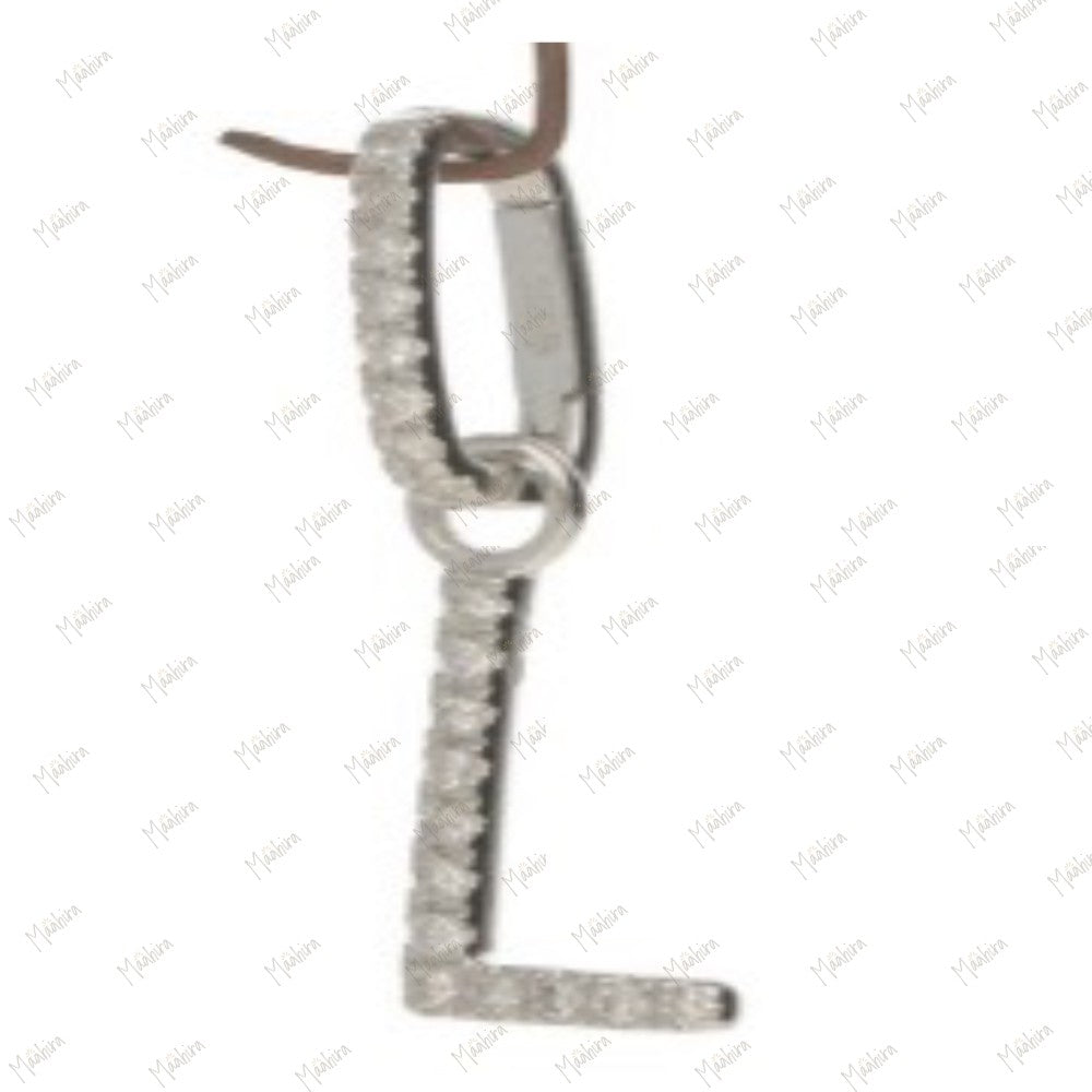 Diamond L Letter Charm Pendant 6.80x10mm, clickable Bail 6x9mm