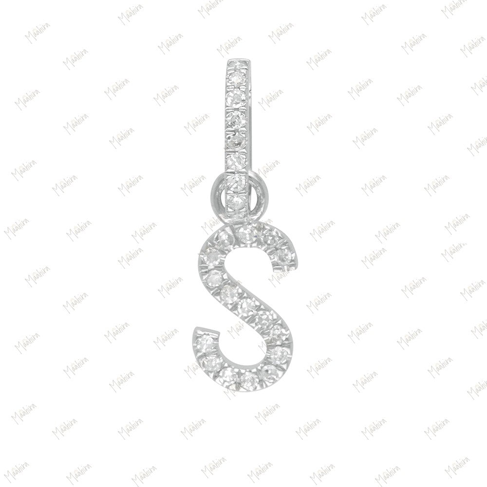 Diamond J Letter Charm with Clicker Bail 6.70x10mm, Lock-6x9mm