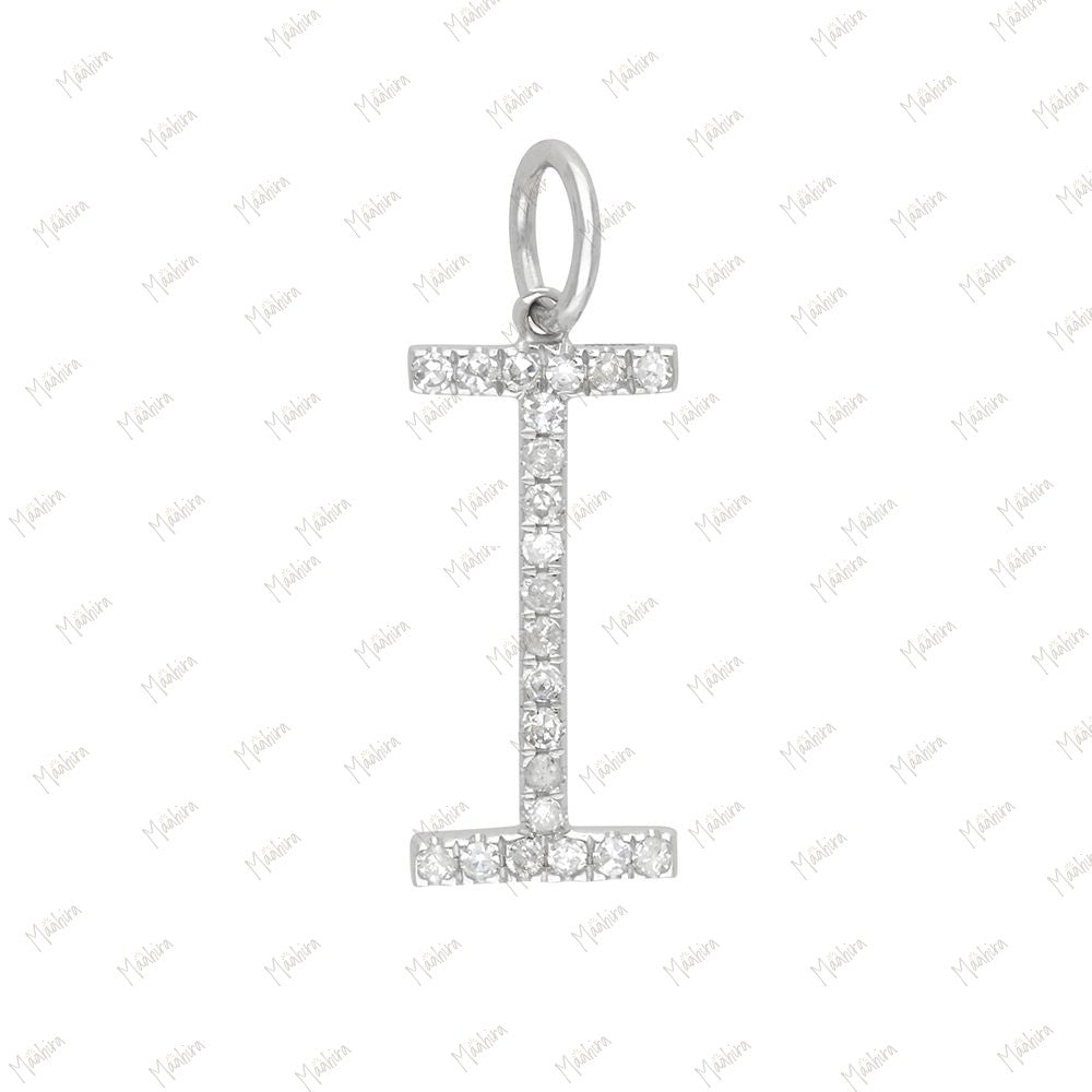 Diamond Initial Letter "I" Pendant 15mm