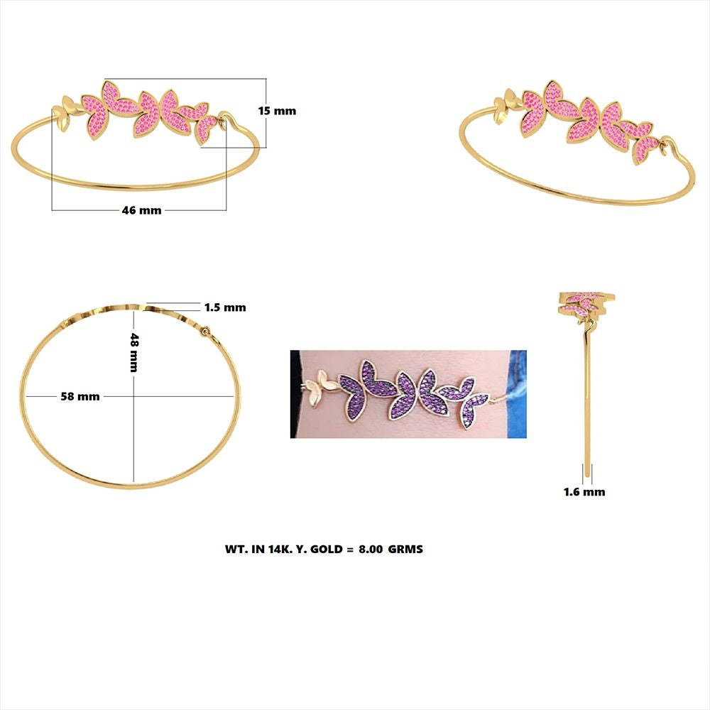Pink Sapphire Butterfly Bangle