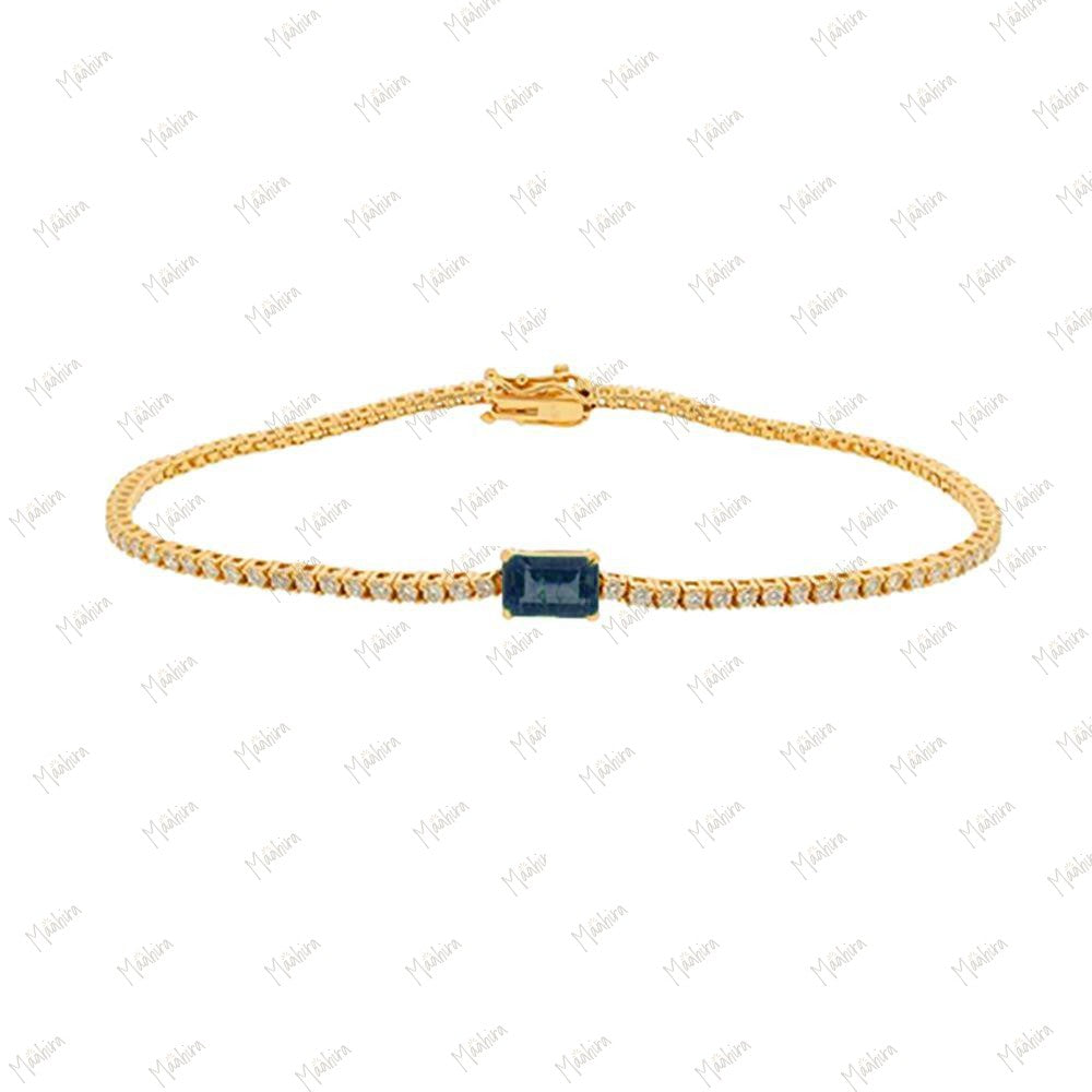 Blue Sapphire & Diamond Bracelet 7"
