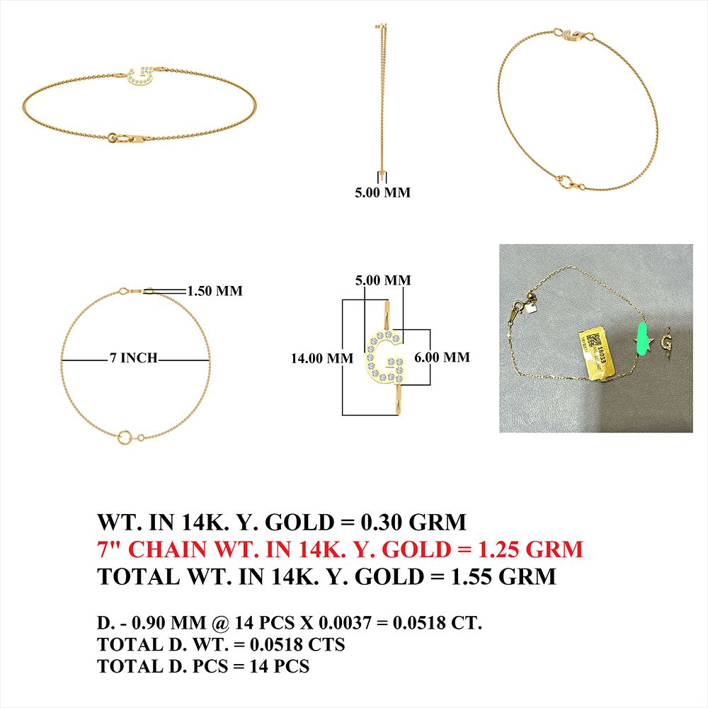 Diamond G Letter Bracelet