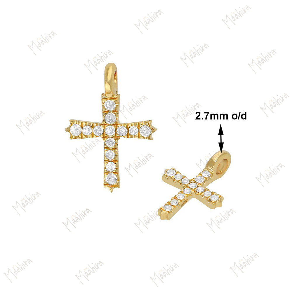 Diamond Cross Charm 7X10mm (1mm Bigger Jumpring)