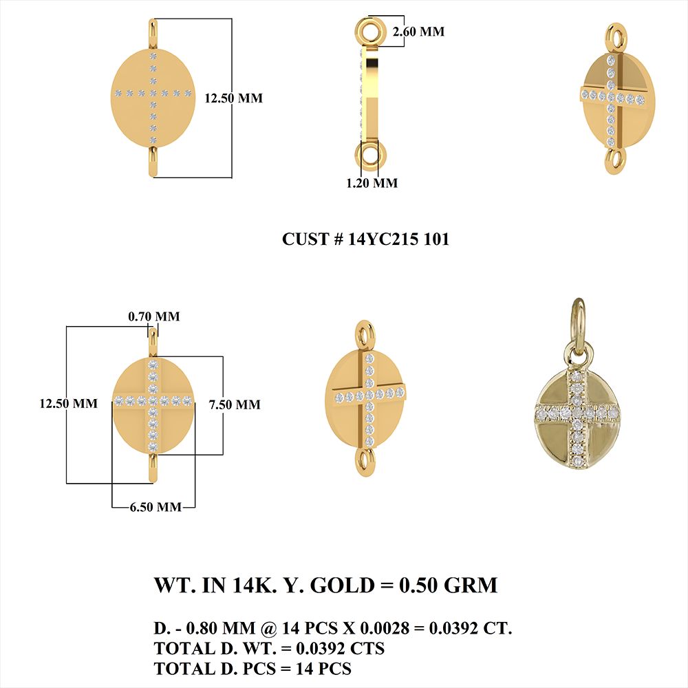 Diamond Cross Inlay Connector 6.5x10mm