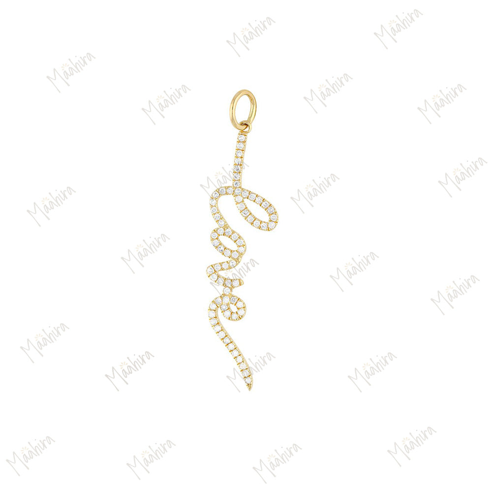Diamond Love Charm Pendant 10.80X40mm
