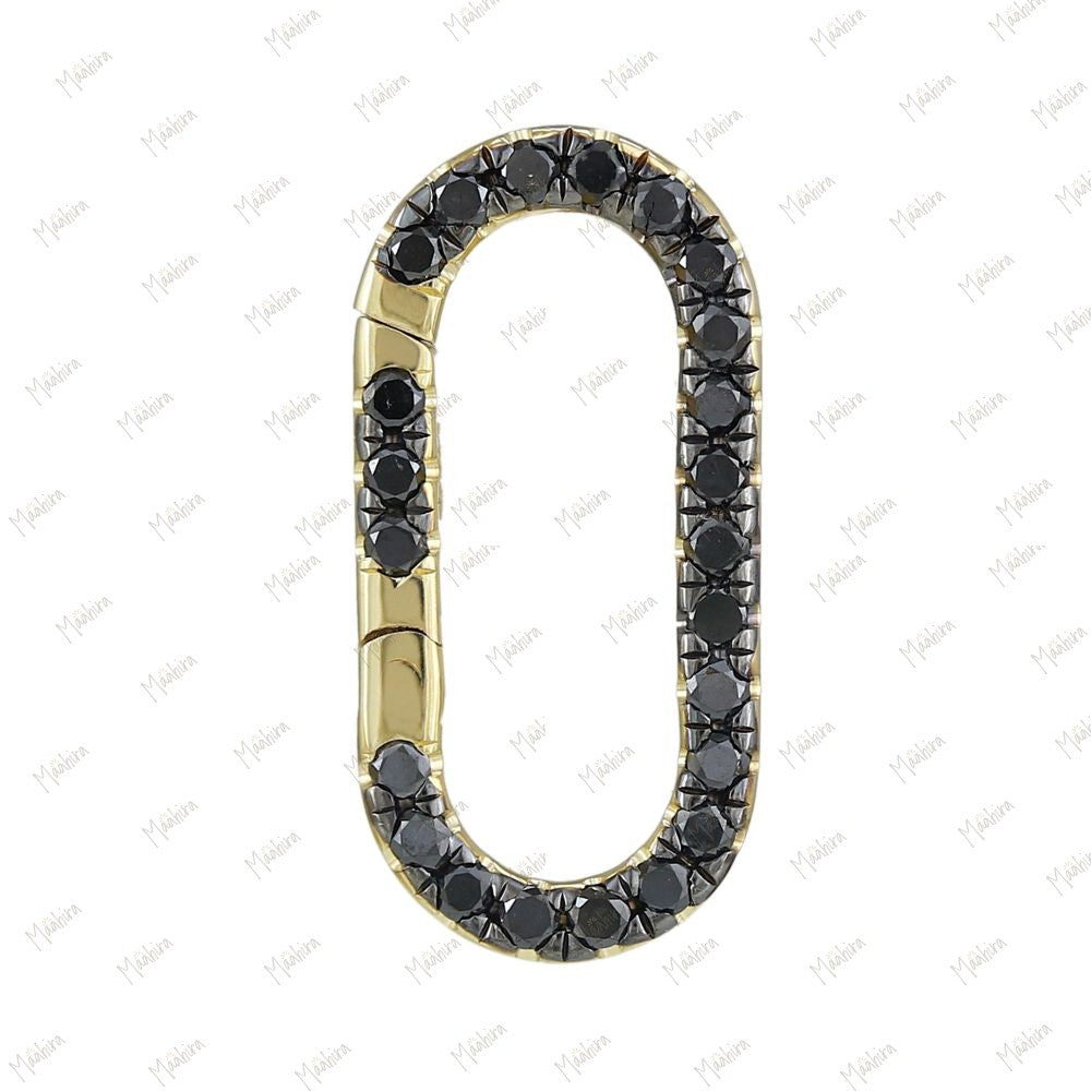 Black Diamond Rectangle Push in Clicker Charm Enhancer Connector 8.30x17.50mm