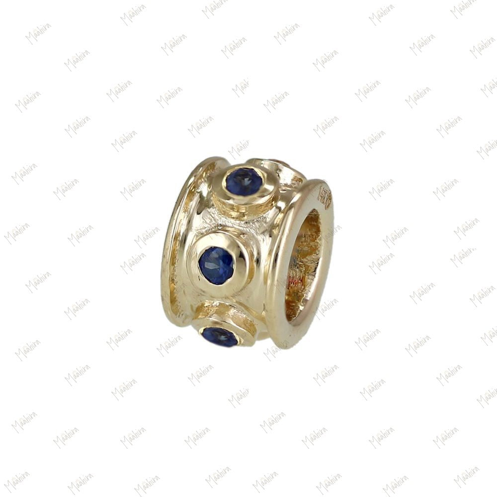 14k Gold Black Spinel Rondelle Bead / Roundel Bead Charm 4.70x7mm