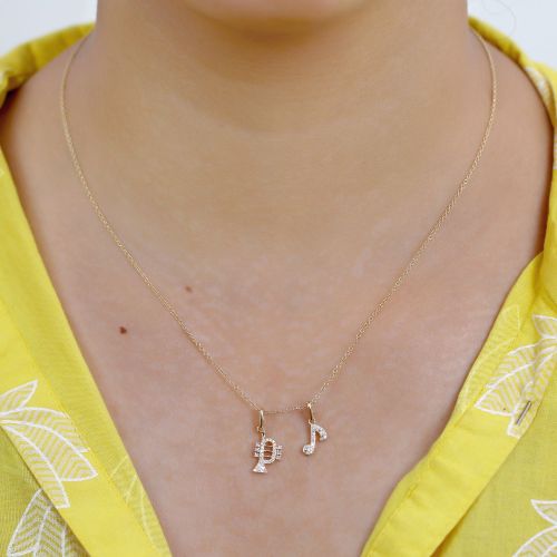 Diamond Music Note Charm With Clasp
