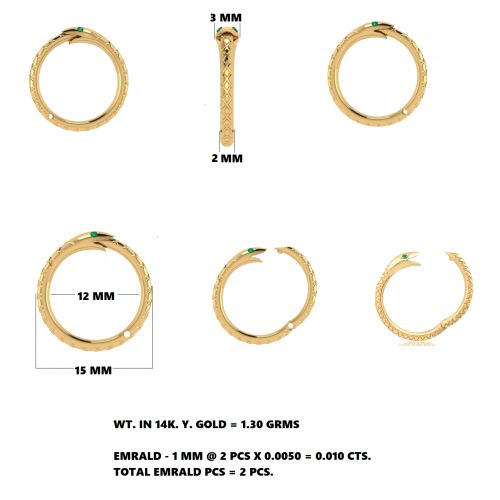 Emerald Eye Snake Enhancer Ring click open/close 12mm