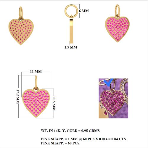 Emerald Heart Charm 11x11.50mm