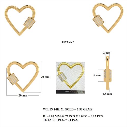 Diamond Heart Carabiner Lock Charm Enhancer 20x20mm