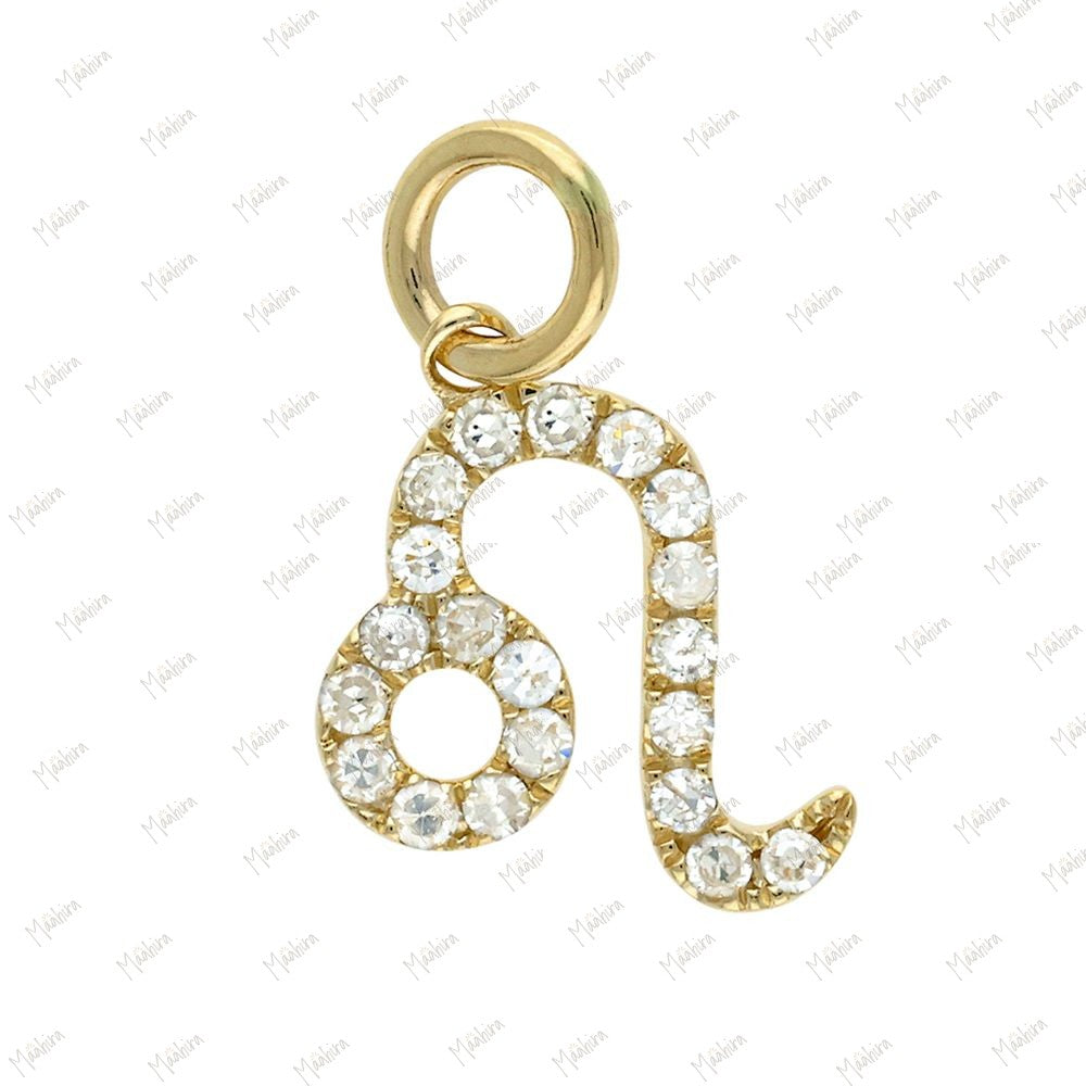 Diamond Leo Zodiac Sign Charm 8mm