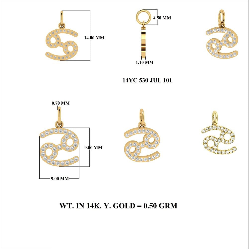 Diamond Leo Zodiac Sign Charm 8mm