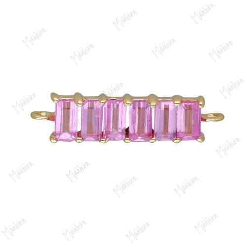 Baguette Cut Pink Sapphire Bar Connector