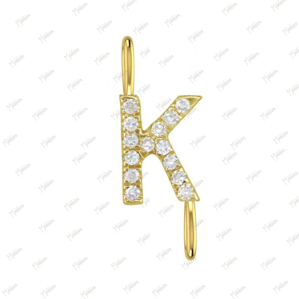 Diamond Initial Letter Charm K With Two Loop 8mm (JR 3mm)