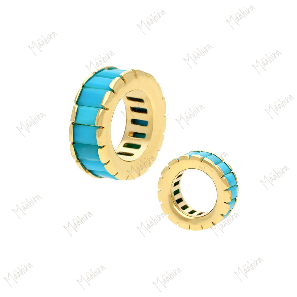 14k Gold Diamond Rondelle Bead / Roundel Bead Charm 6x7.50mm
