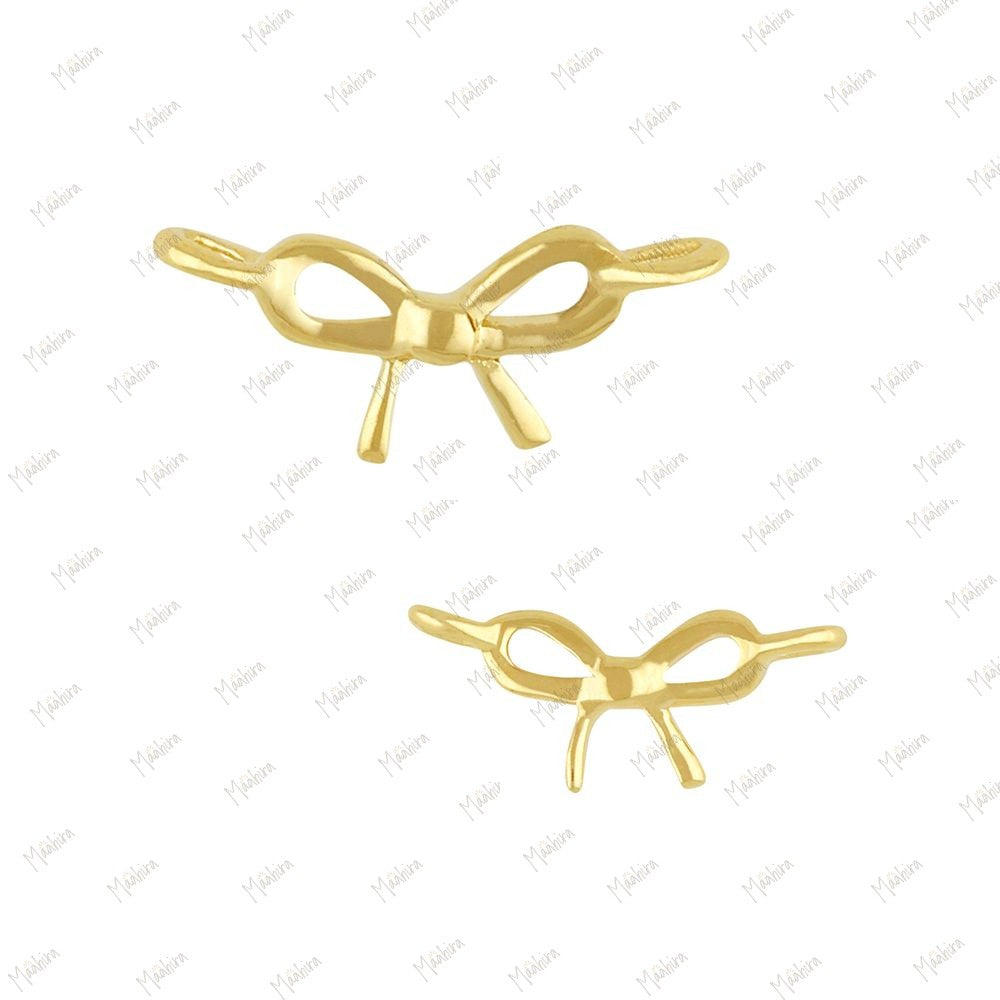 Solid Gold Ribbon Bow Connector 8X2.40mm