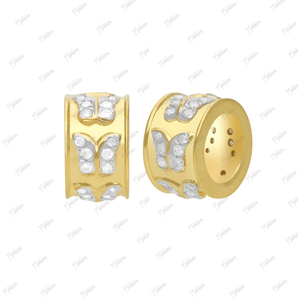 14k Gold Diamon Rondelle Bead / Roundel Bead 5.30x9mm