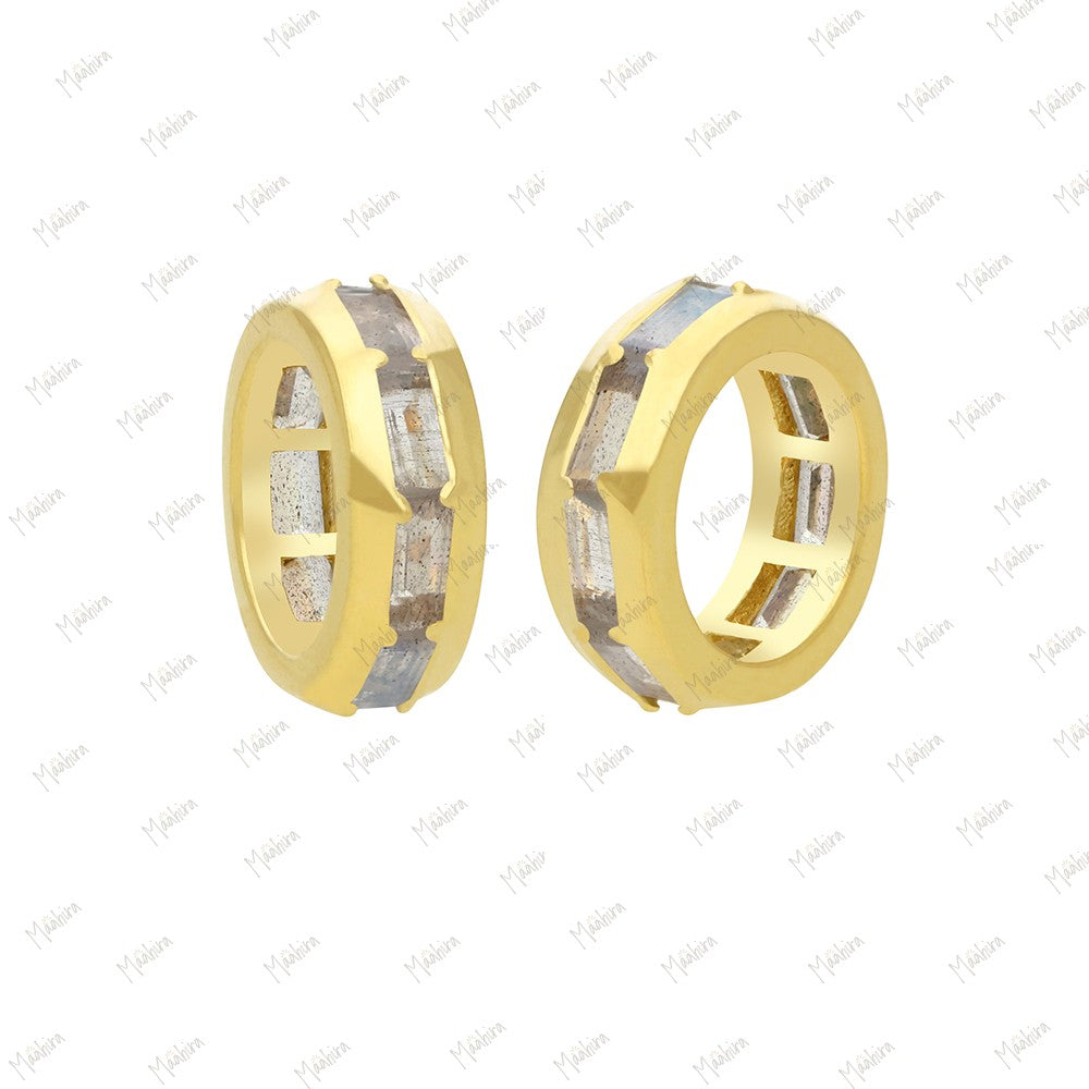 14k Gold Blue Sapphire Rondelle Bead / Roundel Bead Charm 4.40x12.20mm