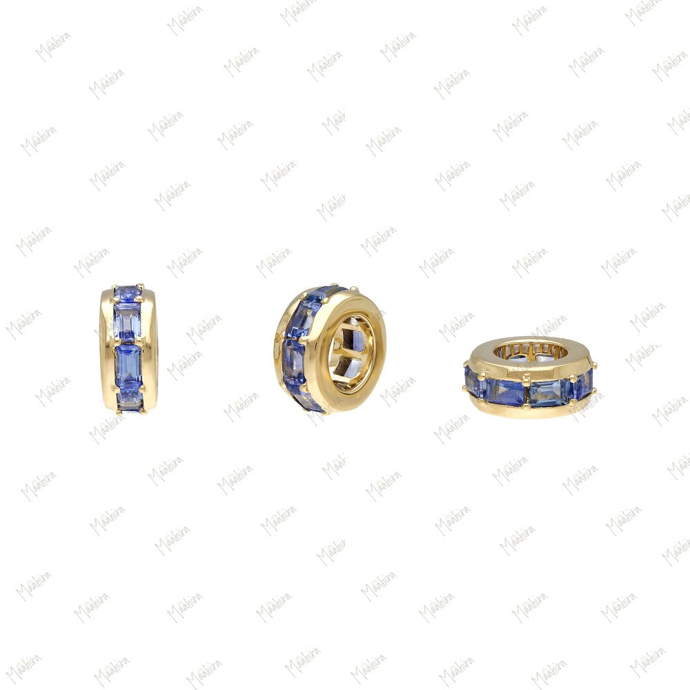 14K Yellow Gold Blue Sapphire Roundel/Rondelle - 8.50mm