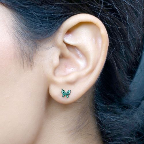 Emerald Butterfly Studs 5.5x6.70mm