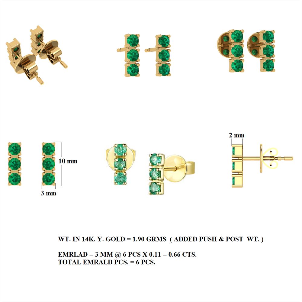 Black Diamond Vertical Bar Studs 3x10mm