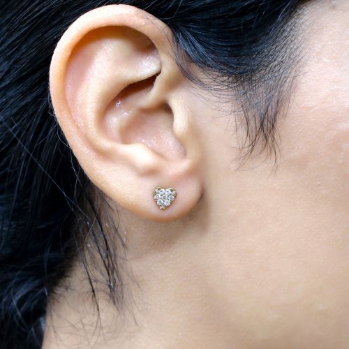 Diamond Heart Shape Studs 6.5mm