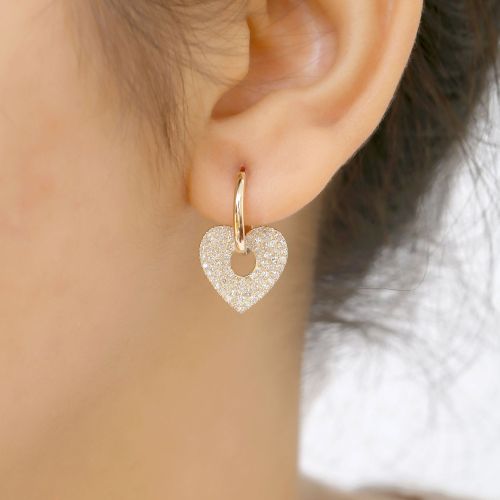 Diamond Heart Huggies 14x3.70mm