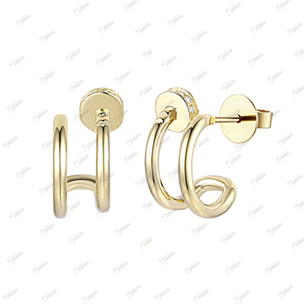 Diamond Nail Stud Earrings 12x6mm