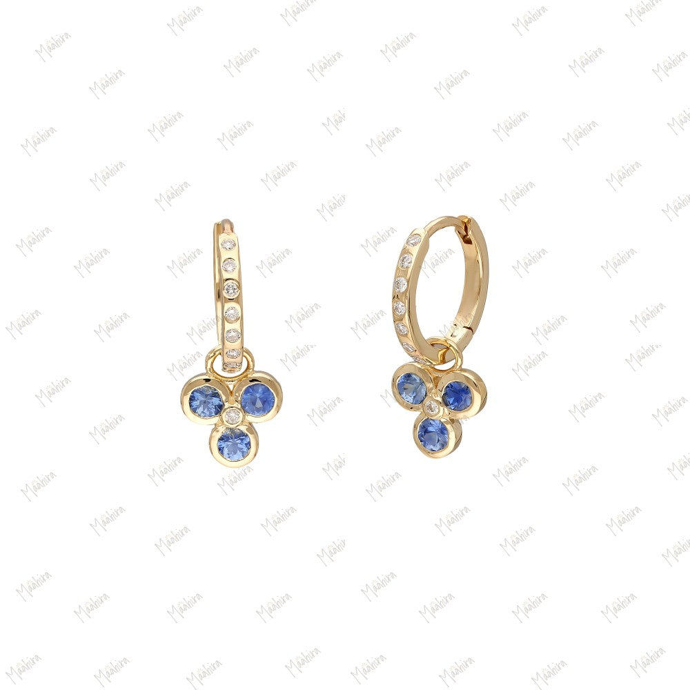 Diamond Blue Sapphire Earring-12.50,8x8.50mm