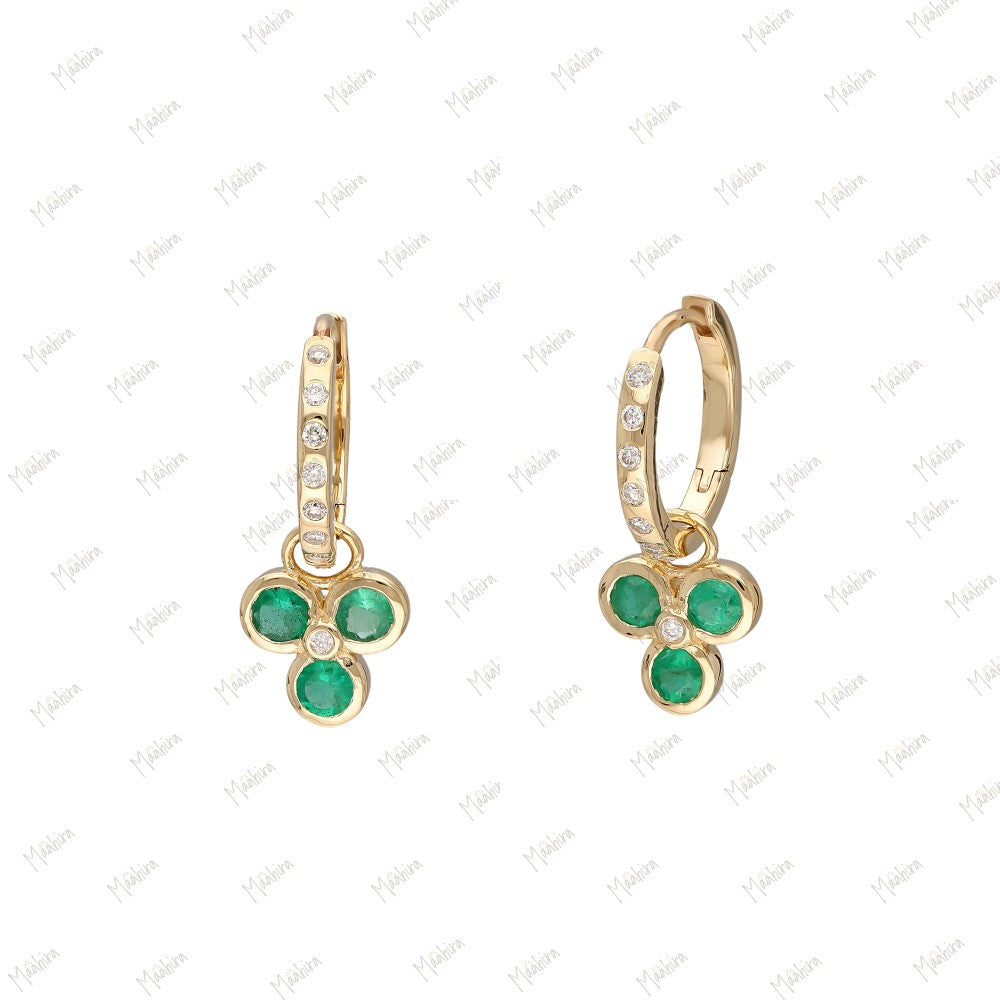 Diamond Emerald Earring-12.50,8x8.50mm