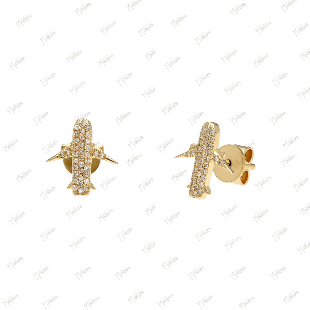 Minimalist Diamond Aeroplane Studs-9.50x10mm