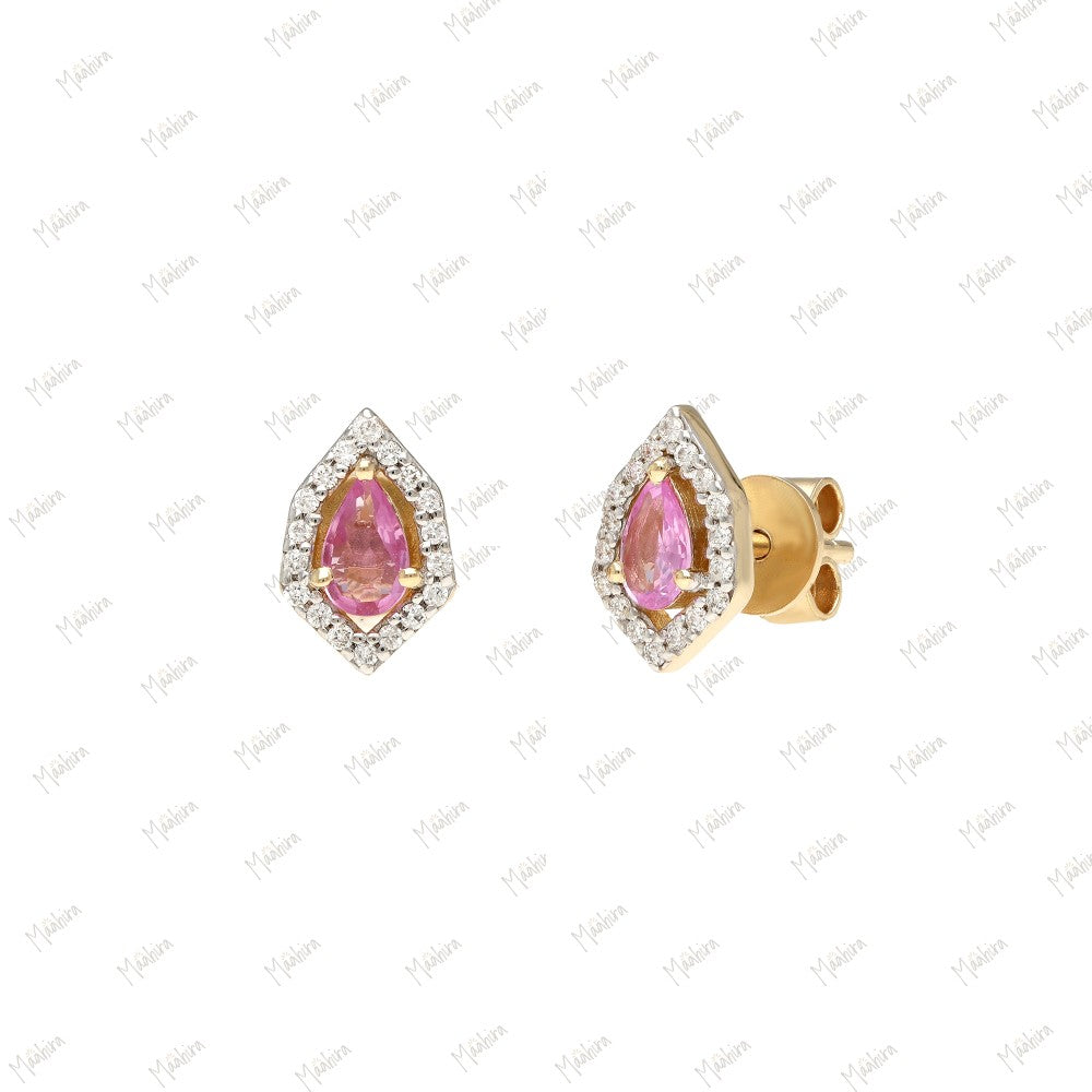 Diamond Blue Sapphire Studs-5.5x8.5mm