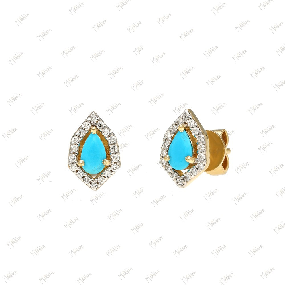 Diamond Blue Sapphire Studs-5.5x8.5mm