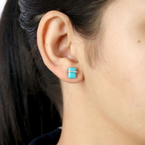 Minimalist Diamond Turquoise Studs