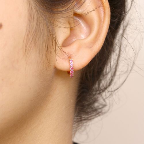 Pink Sapphire Huggie Studs