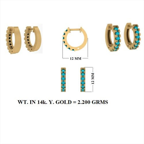 Turquoise Huggie Earrings 12mm