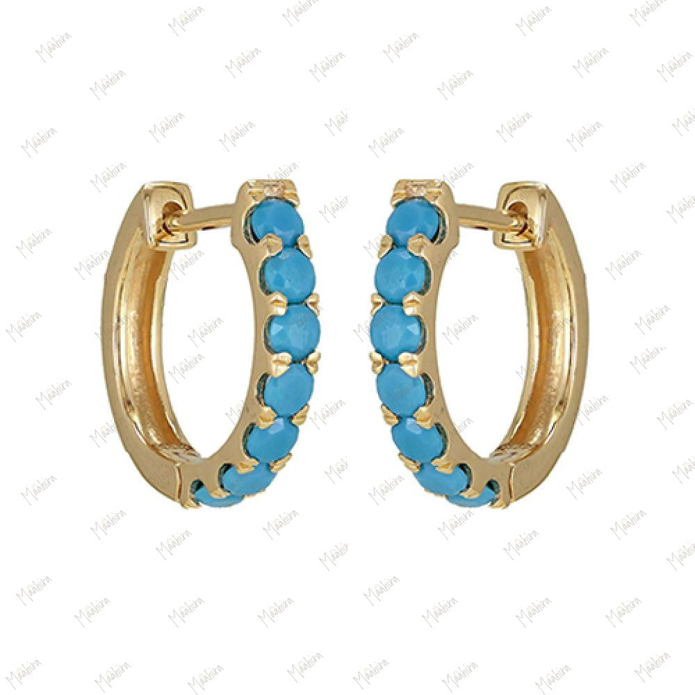 Turquoise Huggie Earrings 12mm