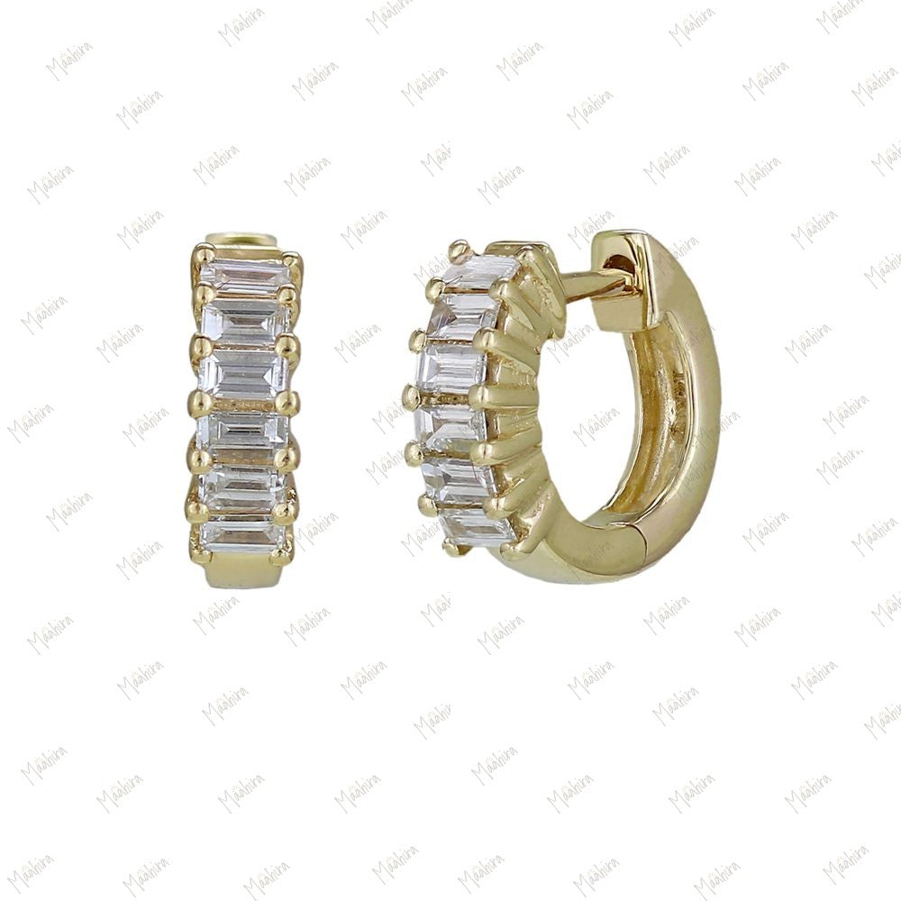 Diamond Baguette Huggies 10mm