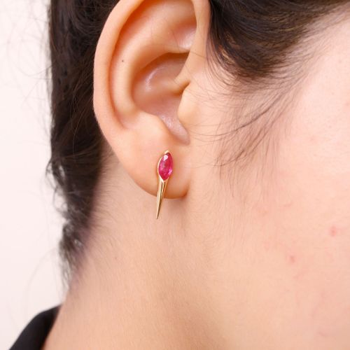 Ruby Dangle Stud Earrings 4x19.50mm